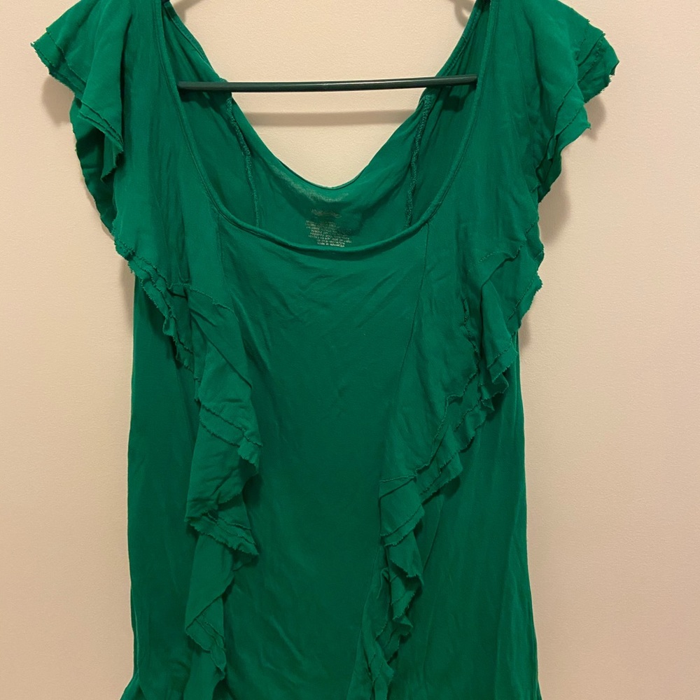 Green Ruffle Top